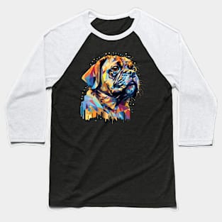 Pug Dog Pet World Animal Lover Furry Friend Abstract Baseball T-Shirt